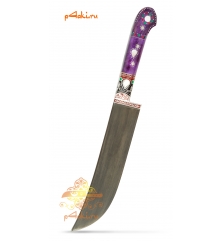 Узбекский нож пчак от Элбека Абдулаева "Лагманный" (ерма, ШХ-15) фиолетовый