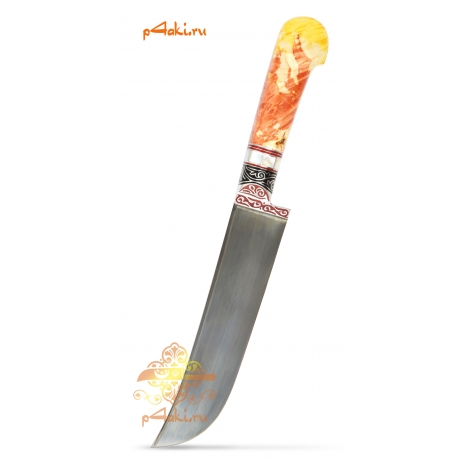Узбекский нож пчак от усто Дониера "Арлекин" красно-желтый