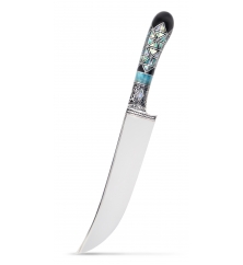 Узбекский нож пчак от Элбека Абдулаева "Черное золото" (синий, 95х18)