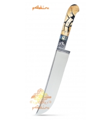 Узбекский нож пчак "Шаманский Узор" от Хаттаба Хакимова (нержавейка), рукоять накладки