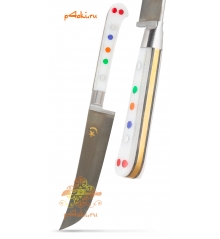 Узбекский нож пчак "Чирчик" с рукоятью из оргстекла - белый с бринчем, углеродка