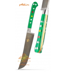 Узбекский нож пчак "Чирчик" с рукоятью из оргстекла - зеленый с бринчем, углеродка