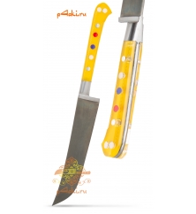 Узбекский нож пчак "Чирчик" с рукоятью из оргстекла - желтый без бринча, углеродка